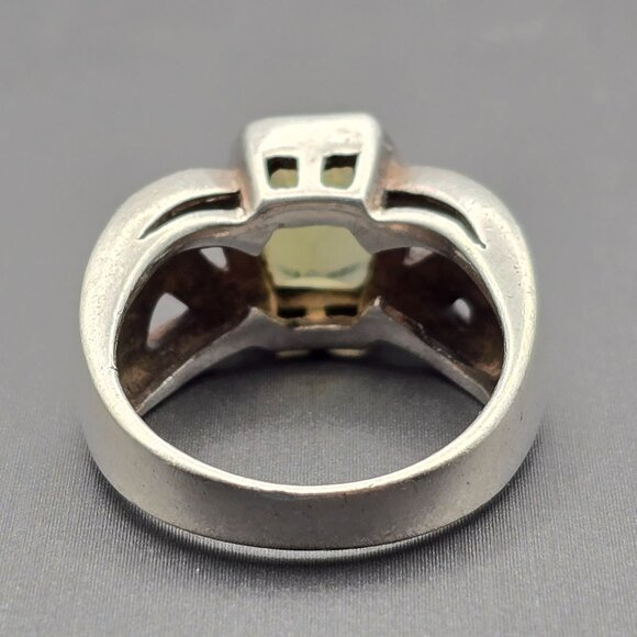 VTG Sterling Silver Citrine & Marcasite Cathedral Ring Size 6.5 Signed “A” 6.67g - Picture 4 of 13